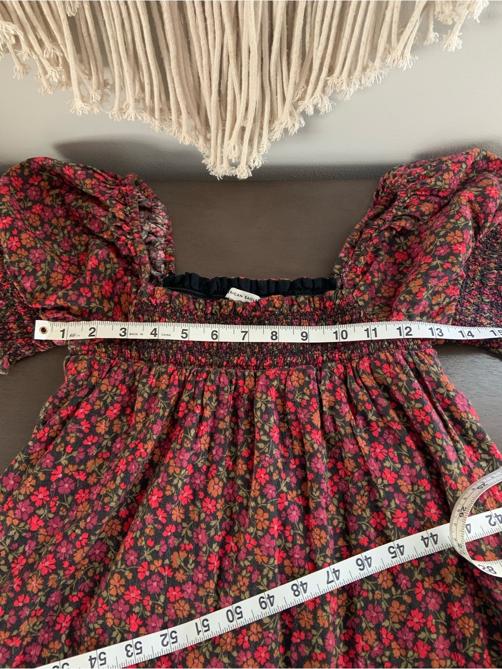 AMERICAN EAGLE Women’s Floral Smocked Puff Sleeve Babydoll Dress XS - Picture 12 of 14